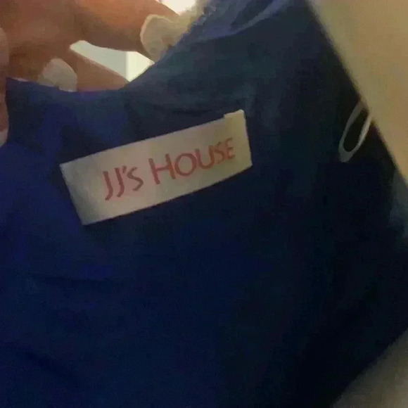 JJ’S House Blue And White Sequined formal Prom dress. - Picture 2 of 13